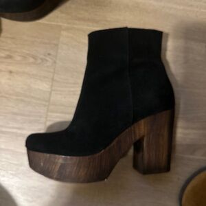 Topshop Black Suede Platform Boots